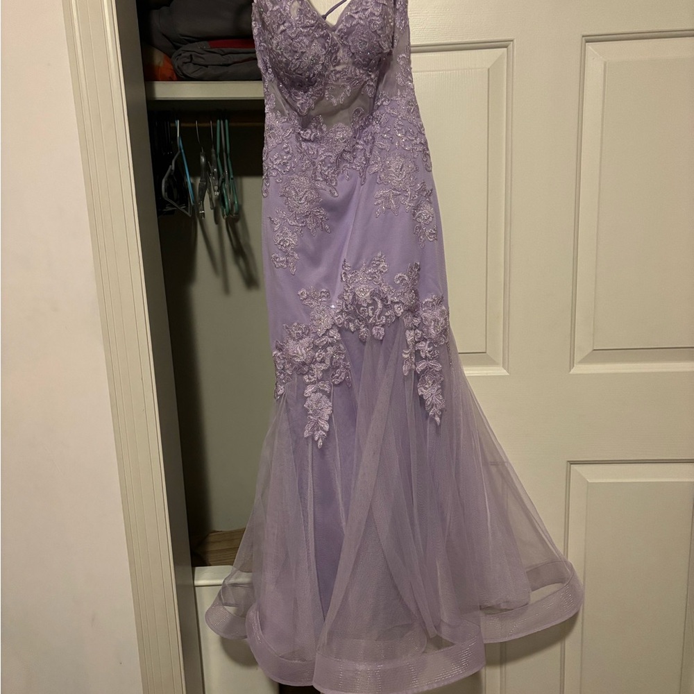 Corset sweet heart neck line purple prom dress